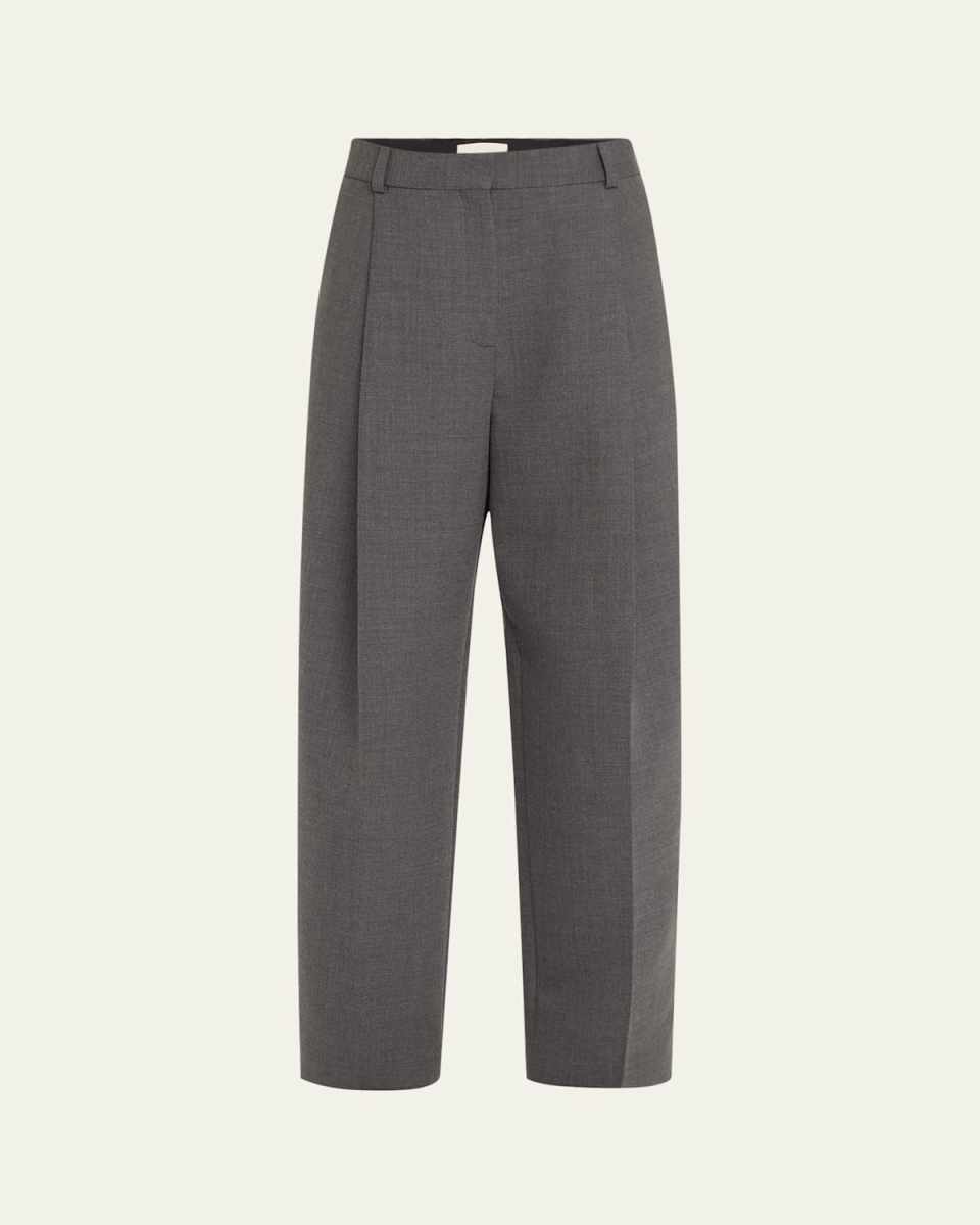Pleated Straight Wool Trousers